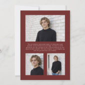 Deep Red Gold Modern Minimalist Photo Graduation Einladung (Rückseite)