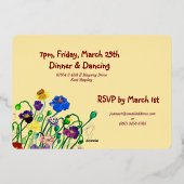 Deep Red & Gold Wild Poppy 16. Geburtstag Folieneinladung (Rückseite)