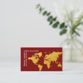 Deep Red Gold World Map Travel Agent Visitenkarte (Stehend Vorderseite)