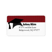 Deep Red Graduation Cap Label Adressaufkleber (Vorne)