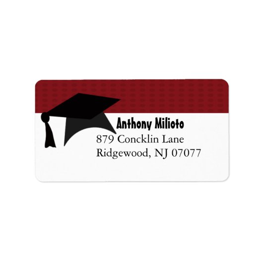 Deep Red Graduation Cap Label Adressaufkleber (Vorne)