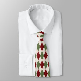 Deep Red & Green Christmas Rauten Necktie Krawatte