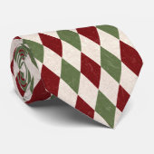 Deep Red & Green Christmas Rauten Necktie Krawatte (Gerollt)
