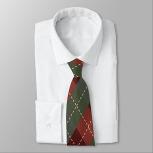 Deep Red & Green Christmas Rauten Necktie Krawatte