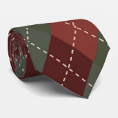 Deep Red & Green Christmas Rauten Necktie Krawatte (Gerollt)
