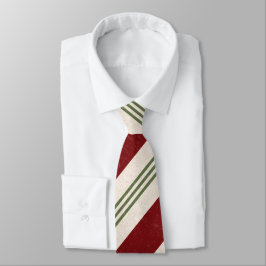 Deep Red & Green Strip Christmas Necktie Krawatte