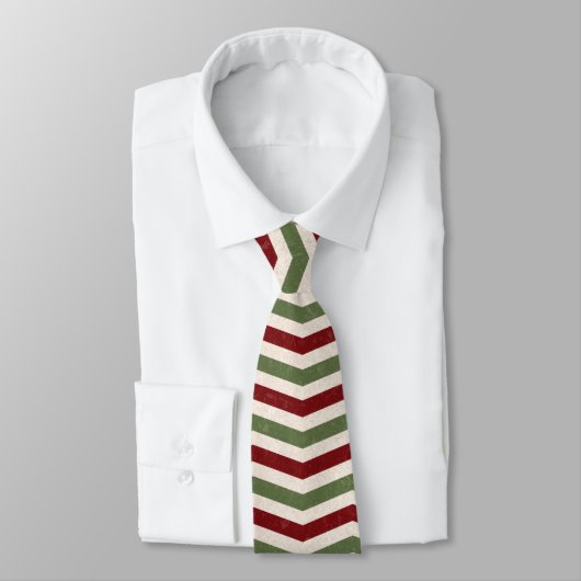 Deep Red & Green Strip Christmas Necktie Krawatte (Gebunden)