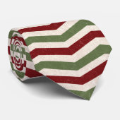 Deep Red & Green Strip Christmas Necktie Krawatte (Gerollt)