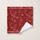 Deep Red Greyfloral Muster Badhandtuch Set (Waschlappen)
