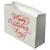 Deep Red Happy Valentines Day Calligraphy Große Geschenktüte (Rückseite Schrägansicht)
