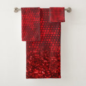 Deep Red Imitats Glitzer Lights Badhandtuch Set (Insitu)