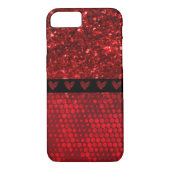 Deep Red Imitats Glitzer Lights Case-Mate iPhone Hülle (Rückseite)