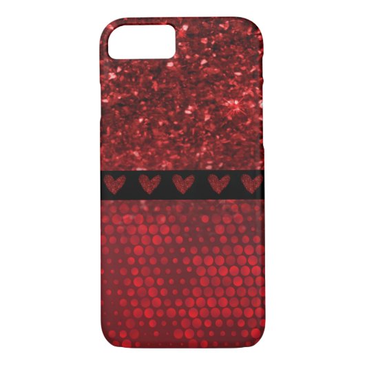 Deep Red Imitats Glitzer Lights Case-Mate iPhone Hülle (Rückseite)
