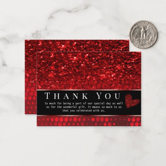 Deep Red Imitats Glitzer Lights Danke Card Mitteilungskarte (Vorderseite/Rückseite Beispiel)