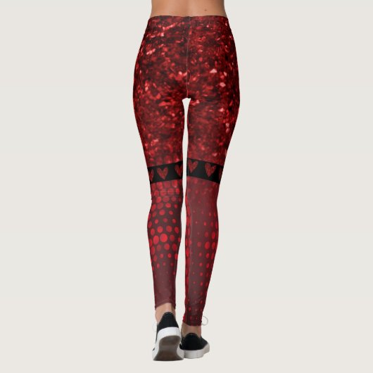 Deep Red Imitats Glitzer Lights Leggings (Rückseite)