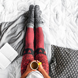 Deep Red Imitats Glitzer Lights Leggings