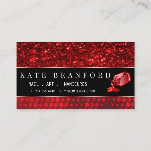 Deep Red Imitats Glitzer Nail Art Museo Cantonale  Visitenkarte (Vorderseite)