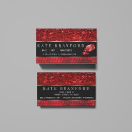 Deep Red Imitats Glitzer Nail Art Museo Cantonale Visitenkarte