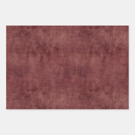 Deep Red Imitats Linen Geschenkpapier Set (Vorderseite)