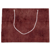Deep Red Imitats Linen (Leinenlook) Große Geschenktüte (Vorderseite)