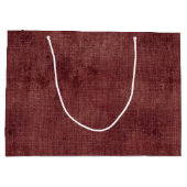 Deep Red Imitats Linen (Leinenlook) Große Geschenktüte (Rückseite)