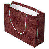 Deep Red Imitats Linen (Leinenlook) Große Geschenktüte (Rückseite Schrägansicht)