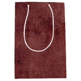 Deep Red Imitats Linen (Leinenlook) Mittlere Geschenktüte