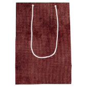 Deep Red Imitats Linen (Leinenlook) Mittlere Geschenktüte (Rückseite)