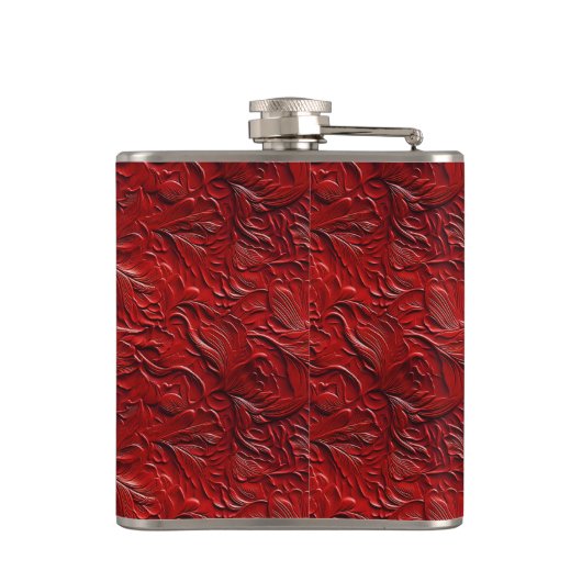 Deep Red Imitats Toolted Leather Vinyl Flachmann (Rückseite)