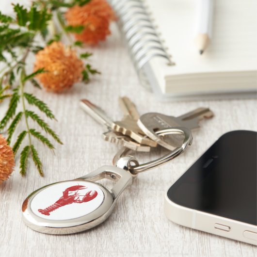 Deep Red Lobster auf Weiß Schlüsselanhänger (Seite)