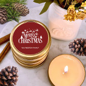 Deep Red Merry Christmas Classic Round Sticker