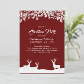 Deep Red Merry Christmas Party Einladung (Stehend Vorderseite)