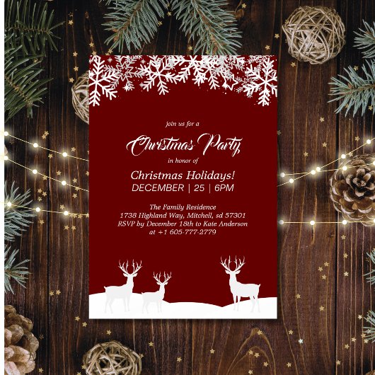 Deep Red Merry Christmas Party Einladung