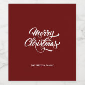 Deep Red Merry Christmas Weinetikett (Einzelnes Label)