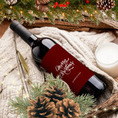 Deep Red Merry Christmas Weinetikett