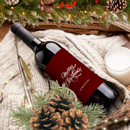 Deep Red Merry Christmas Weinetikett