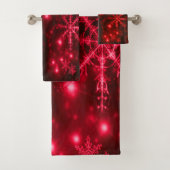 Deep Red mit hellen Schneeflocken Handtuchhalter S Badhandtuch Set (Insitu)