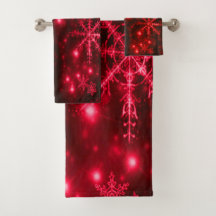 Deep Red mit hellen Schneeflocken Handtuchhalter S