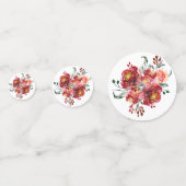 Deep-red Modern Garden Blume Bouquet Konfetti (Vorderseiten)