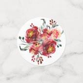 Deep-red Modern Garden Blume Bouquet Konfetti (Klein Vorderseite)