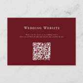 Deep Red Modern Wedding Website QR Code Card Begleitkarte (Vorderseite)