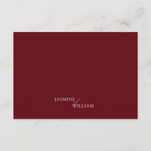 Deep Red Modern Wedding Website QR Code Card Begleitkarte (Rückseite)