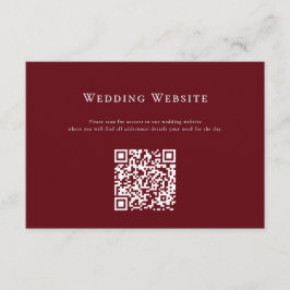 Deep Red Modern Wedding Website QR Code Card Begleitkarte