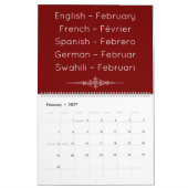 Deep Red  Multilingual Calendar Kalender (Feb 2027)