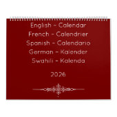 Deep Red  Multilingual Calendar Kalender (Titelbild)