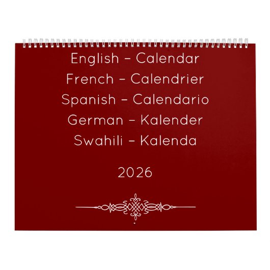 Deep Red  Multilingual Calendar Kalender (Titelbild)