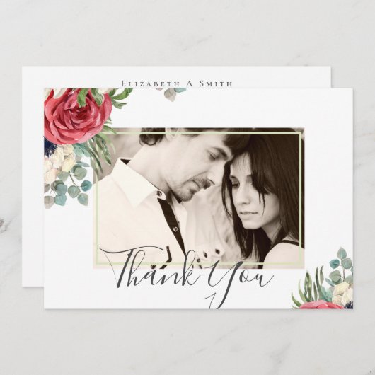 Deep Red Navy Floral Eukalyptus Greenerity Wedding (Vorne/Hinten)