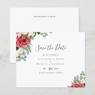Deep Red Navy Floral Eukalyptus Greenerity Wedding