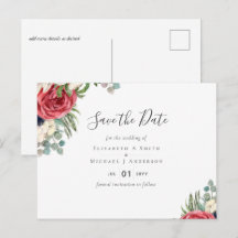 Deep Red Navy Floral Eukalyptus Greenerity Wedding