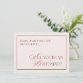 Deep Red Old Money Will You Be My Bridesmaid Card Einladung (Stehend Vorderseite)